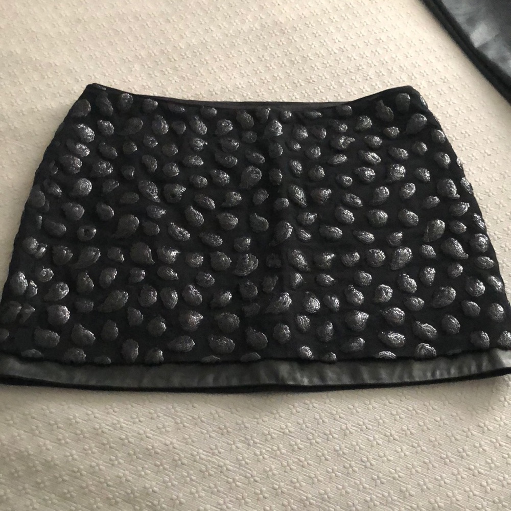 DVF black sequin and leather mini skirt 12
